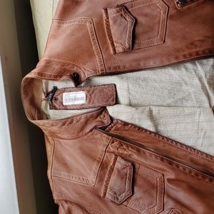 BLUR Lamb leather MARA Cropped motorcycle jacket distressed vintage